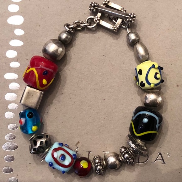 Silpada Sterling Silver Lampwork Glass Bead Toggle Clasp Bracelet B0871 - Picture 10 of 10